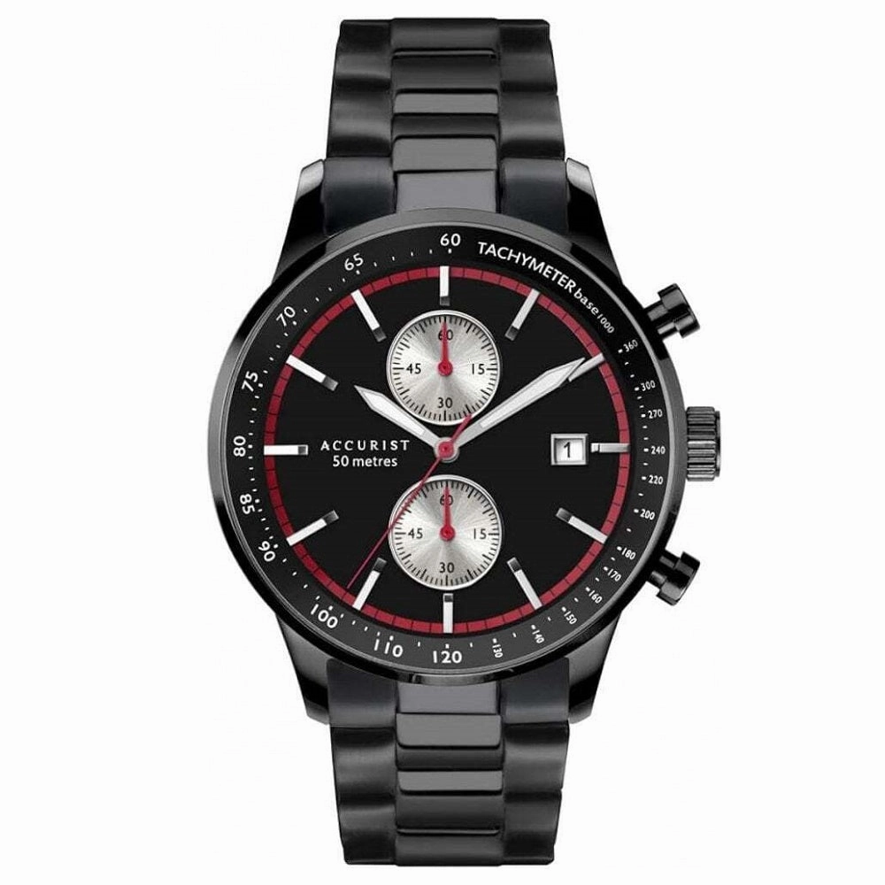 Accurist Chronograph Black Bracelet Mens Watch 7364