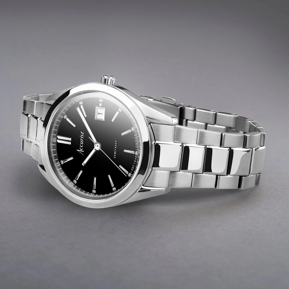 Accurist Everyday Mens Bracelet Watch Black Dial 74014