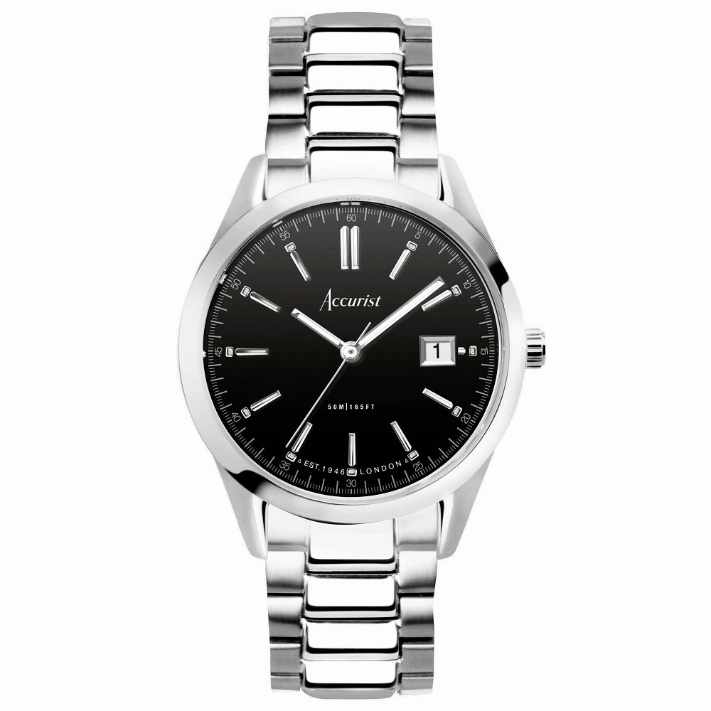Accurist Everyday Mens Bracelet Watch Black Dial 74014