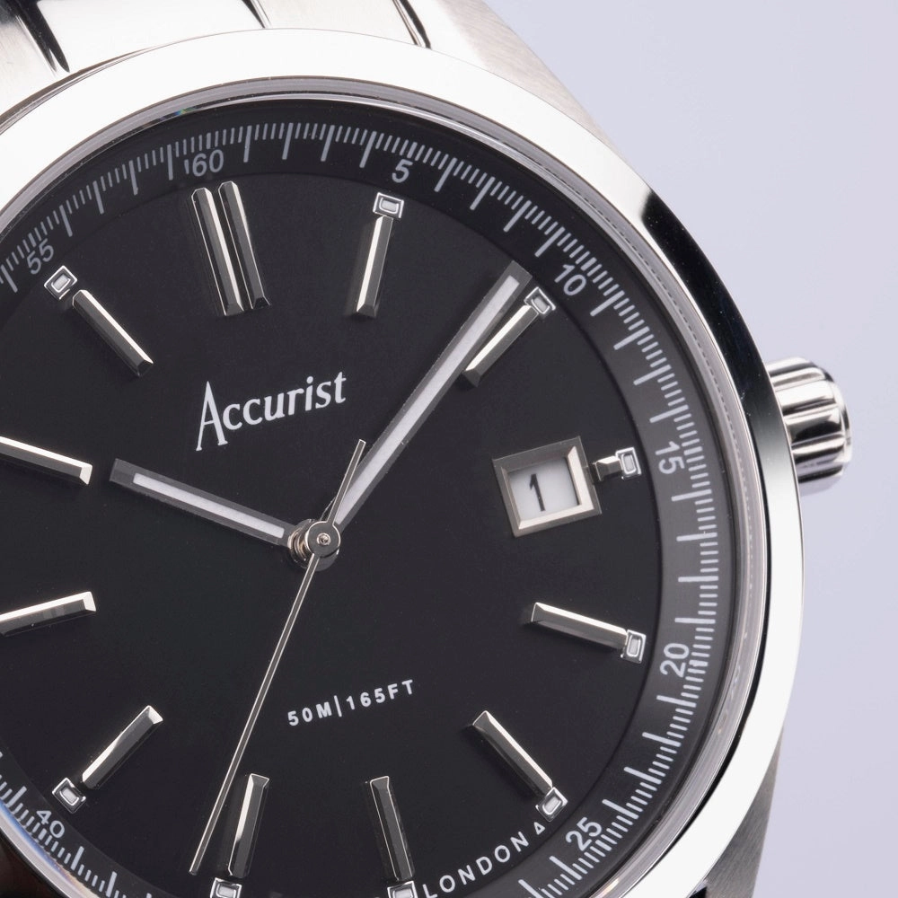 Accurist Everyday Mens Bracelet Watch Black Dial 74014