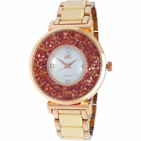 Adee Kaye Women's Watch - Pisa Quartz Red and White Mop Dial Steel Bracelet | AK8664