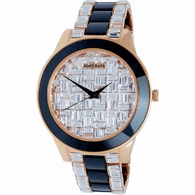 Adee Kaye Women's Watch - Venice Quartz Black and Rose Gold Steel Bracelet | AK8789