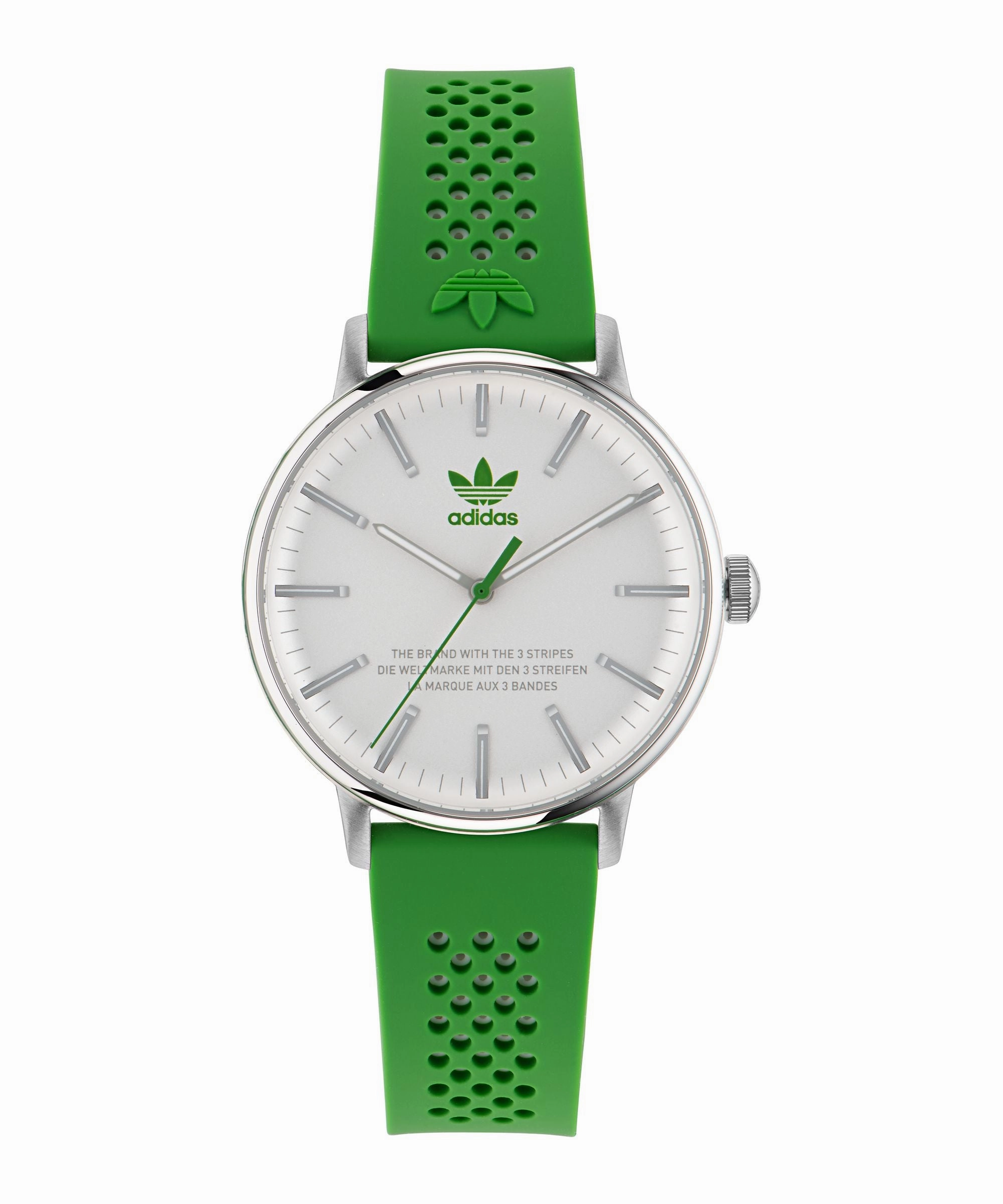 Adidas Code One 38mm White Dial Green Silicone Strap Watch AOSY23023
