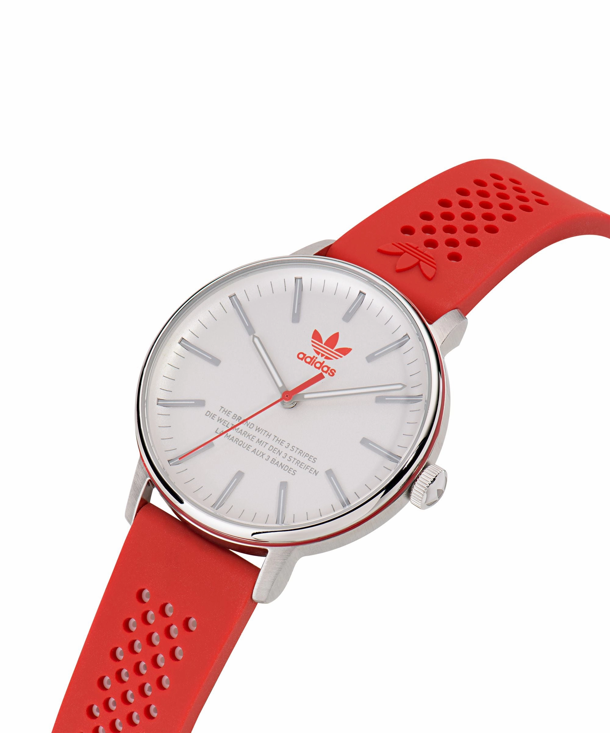 Adidas Code One 38mm White Dial Red Silicone Strap Watch AOSY23024