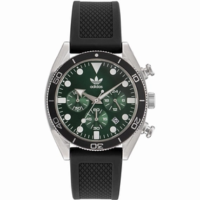 Adidas Men's Watch - Originals Chronometer Green Dial Black Rubber Strap | AOFH23005