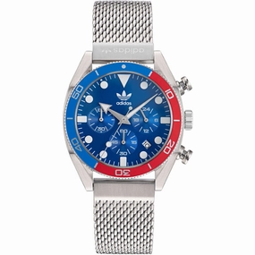 Adidas Men's Watch - Originals Quartz Blue Dial Silver Steel Bracelet | AOFH22500