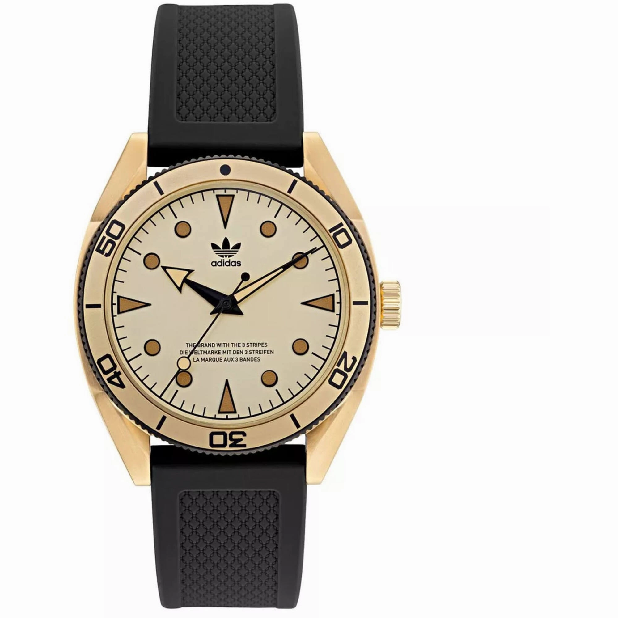 Adidas Men's Watch - Originals Quartz Cream Gold Dial Black Rubber Strap | AOFH22002