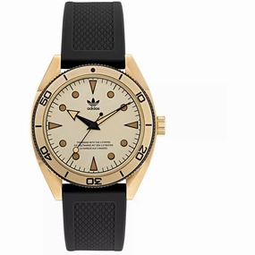 Adidas Men's Watch - Originals Quartz Cream Gold Dial Black Rubber Strap | AOFH22002