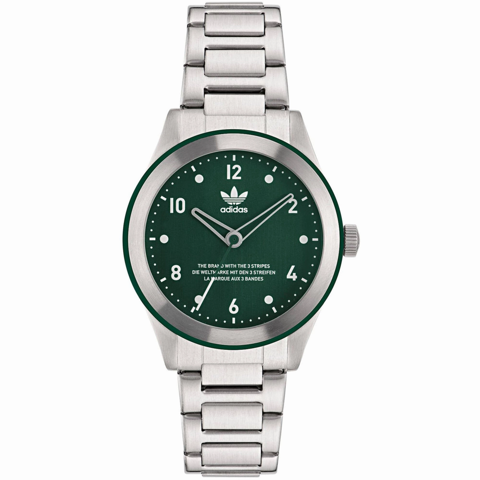 Adidas Men's Watch - Originals Quartz Green Dial Silver Steel Bracelet | AOSY22520