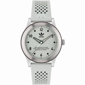 Adidas Men's Watch - Originals Quartz Silver Dial White Rubber Strap | AOSY23033