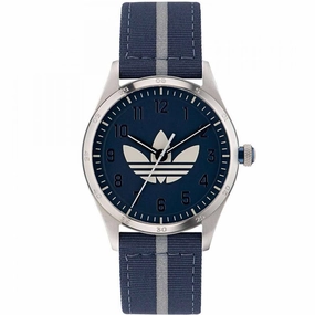 Adidas Men's Watch - Originals Quartz SS Case Blue Dial Fabric Strap | AOSY23041