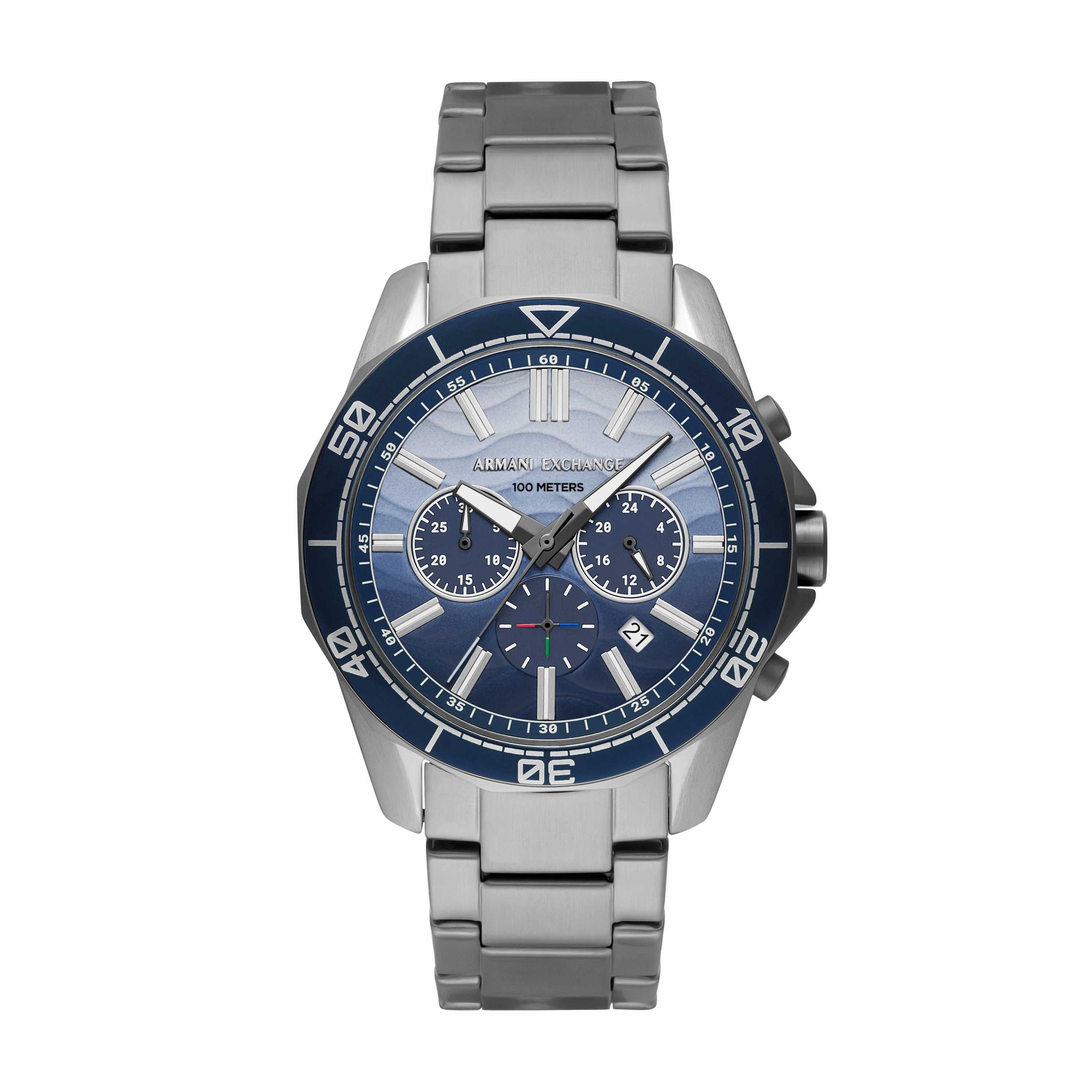 Armani Exchange Chronograph Blue Dial Gunmetal Stainless Steel Watch AX1967