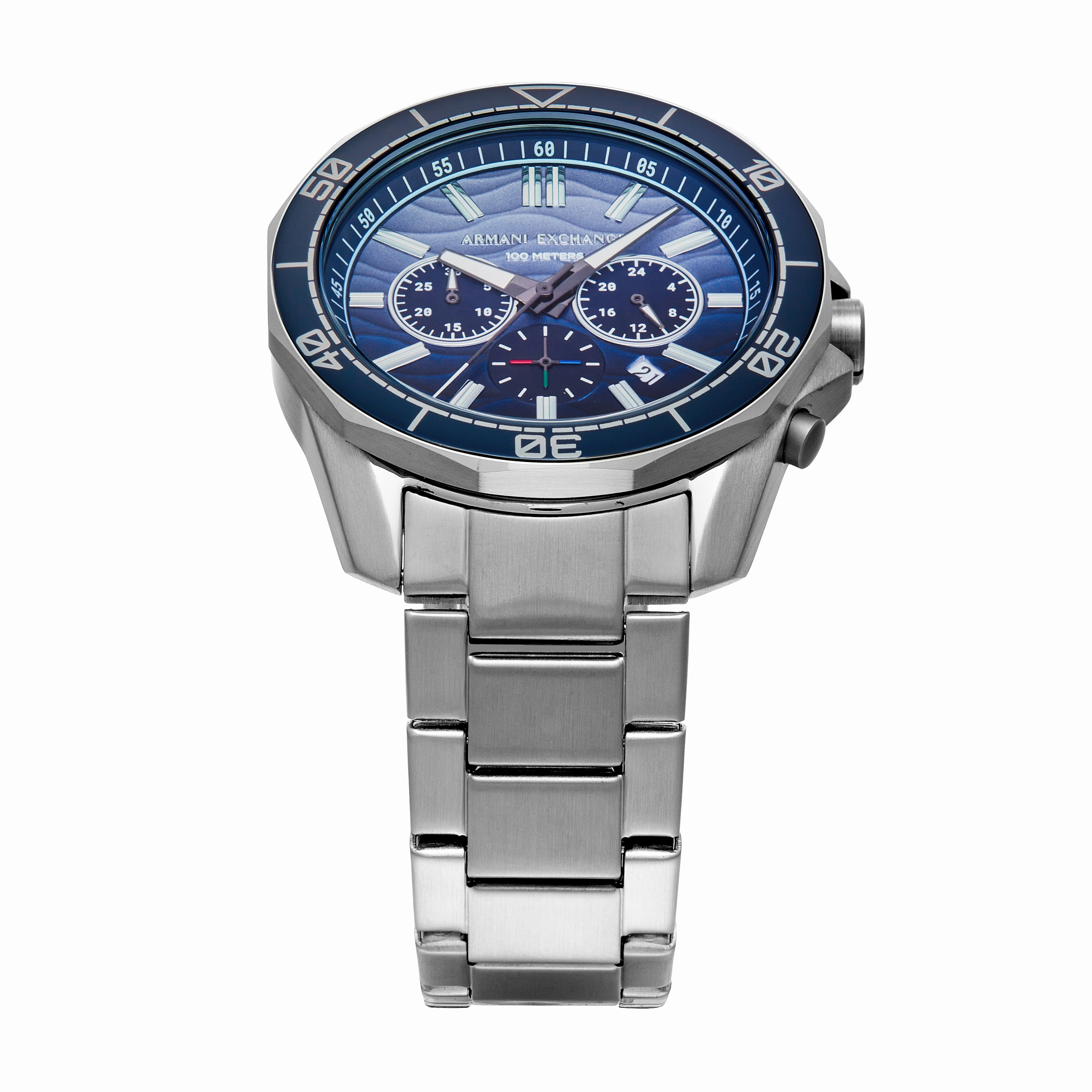 Armani Exchange Chronograph Blue Dial Gunmetal Stainless Steel Watch AX1967