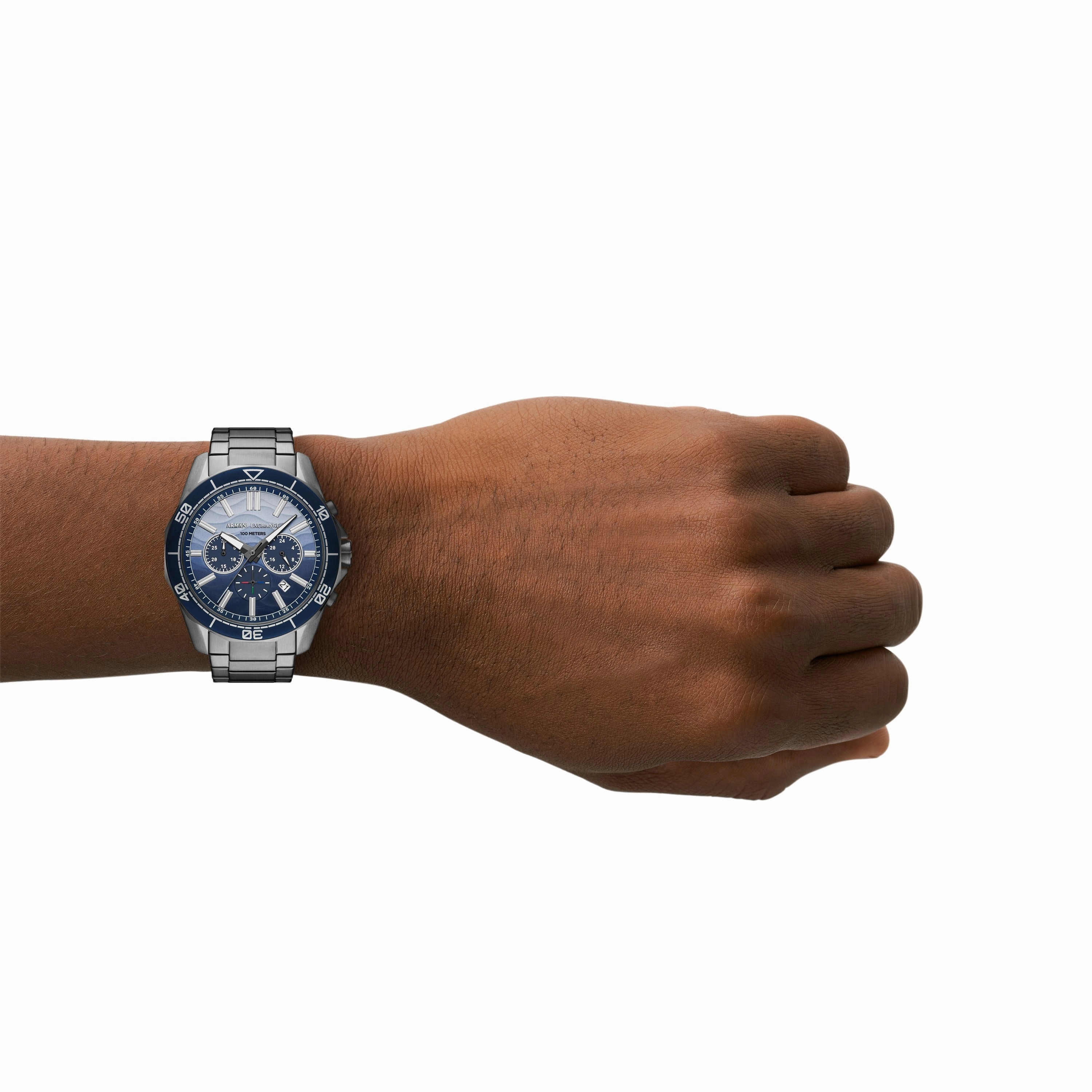 Armani Exchange Chronograph Blue Dial Gunmetal Stainless Steel Watch AX1967
