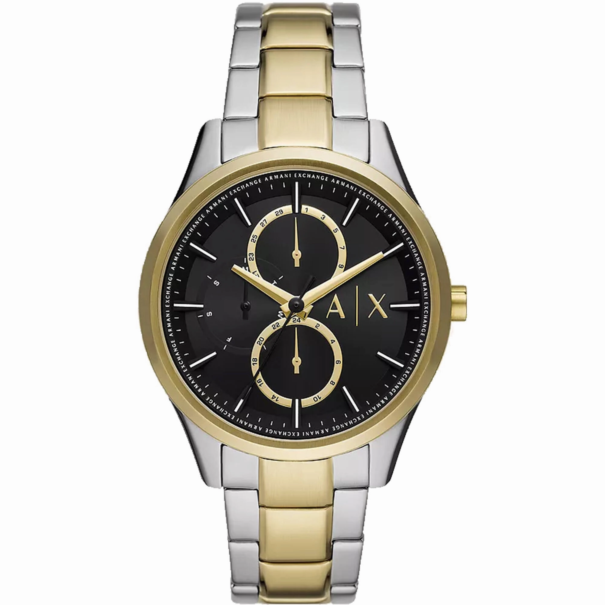 Armani Exchange Men's Watch - Dante Quartz Black Dial Two Tone Bracelet | AX1865