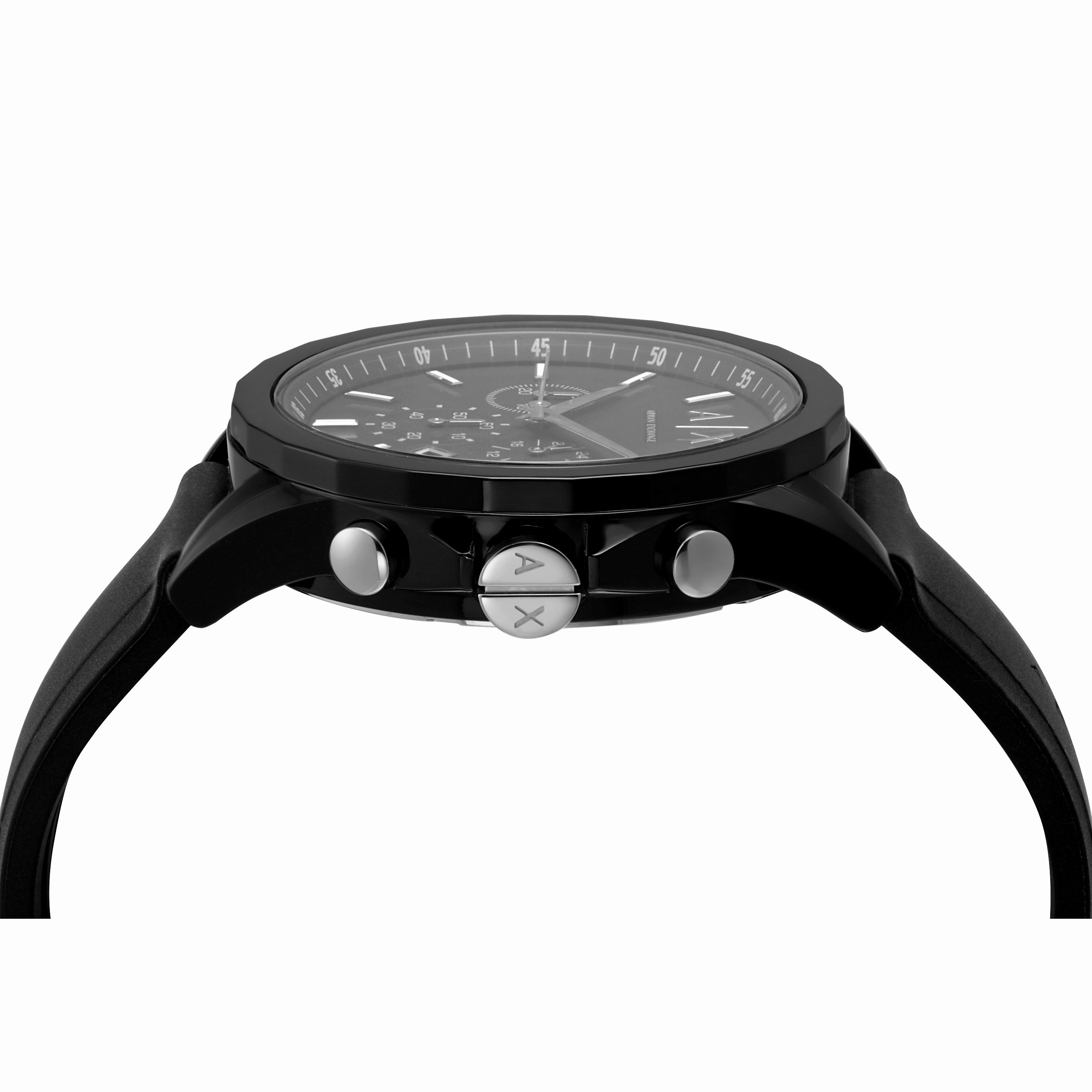 Armani Prestige: Quartz Chronograph Watch with Black Silicone AX1326