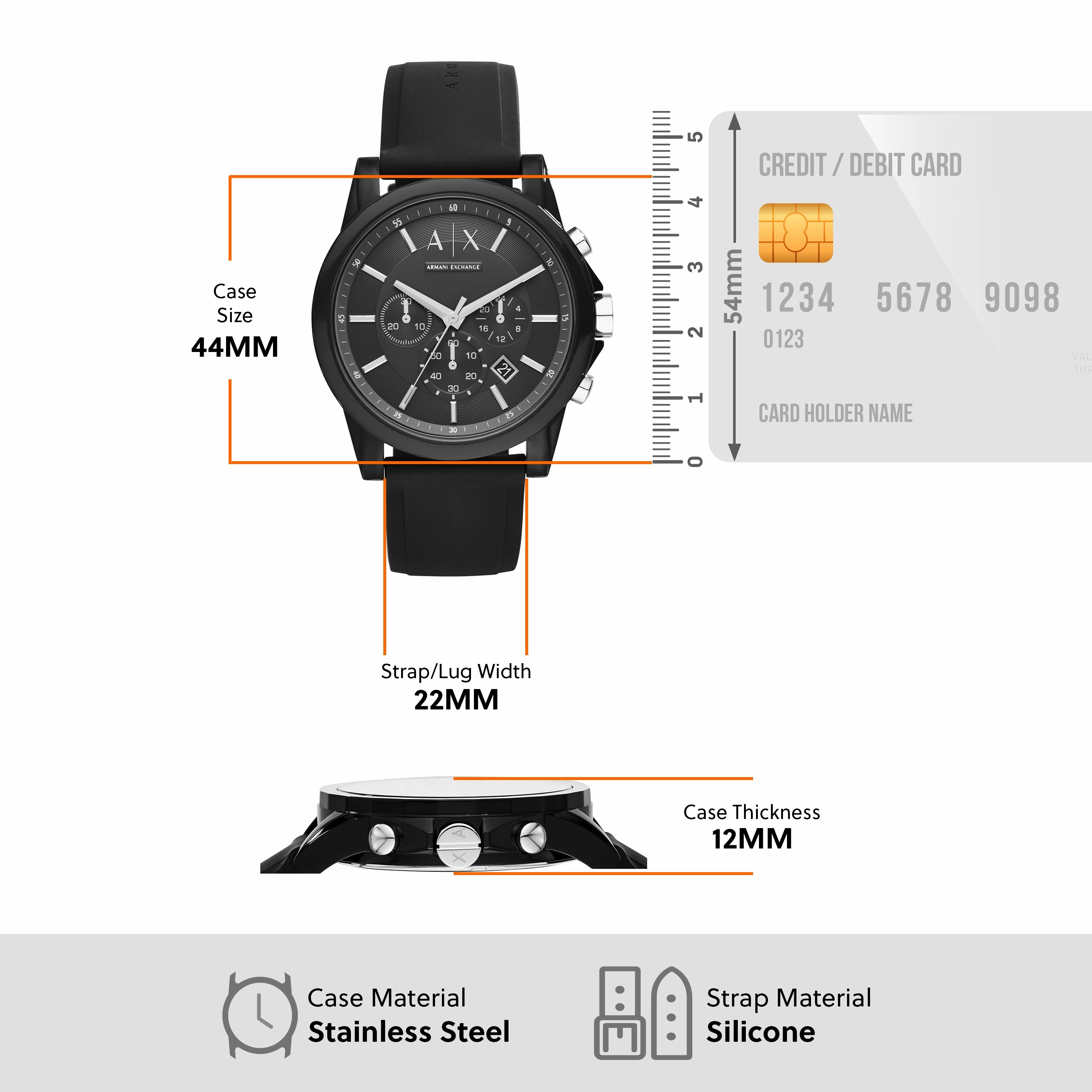 Armani Prestige: Quartz Chronograph Watch with Black Silicone AX1326