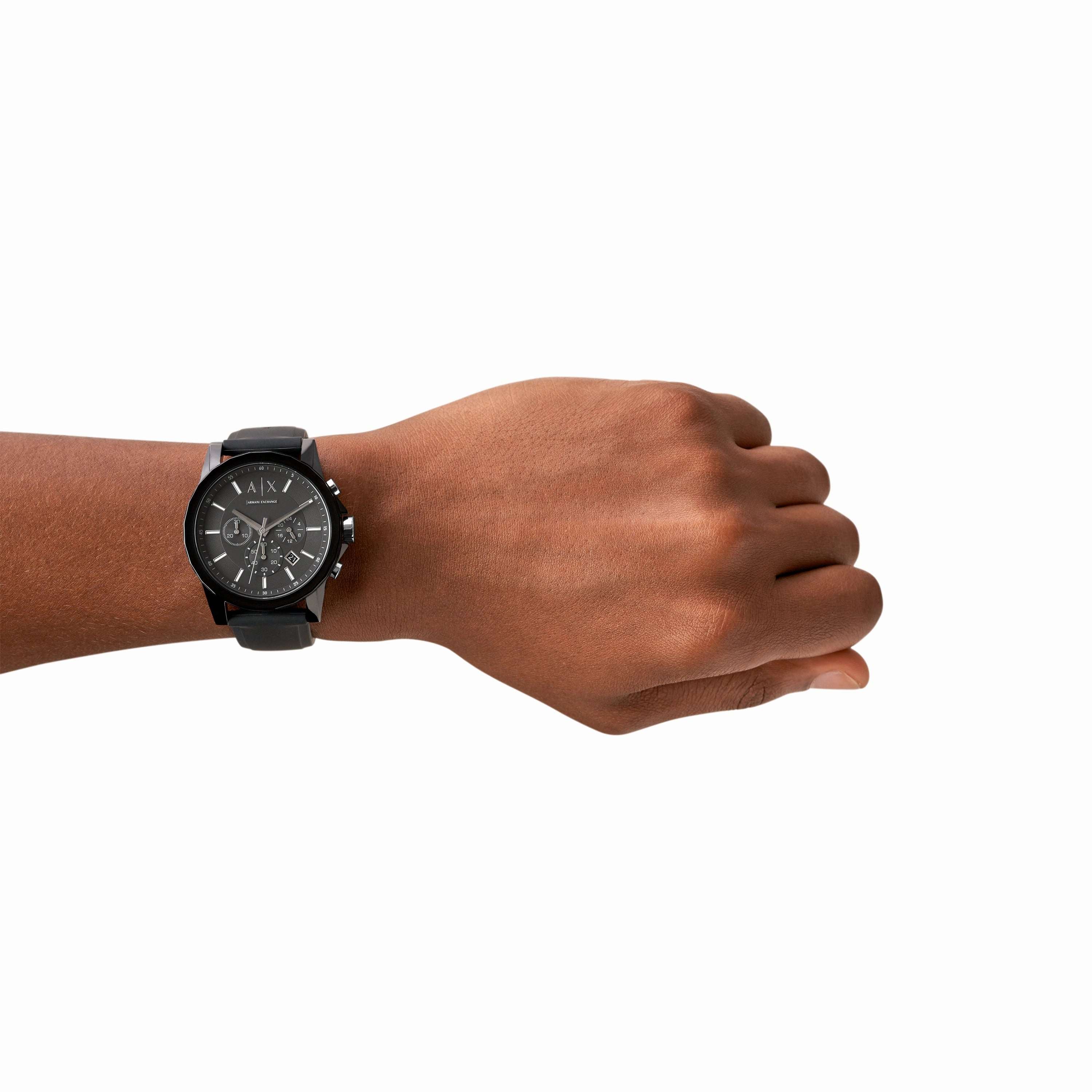 Armani Prestige: Quartz Chronograph Watch with Black Silicone AX1326