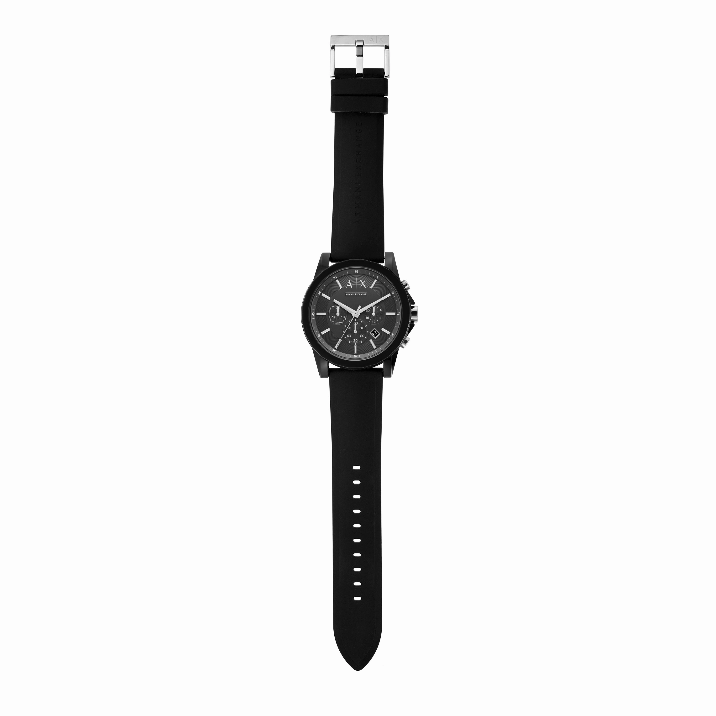 Armani Prestige: Quartz Chronograph Watch with Black Silicone AX1326