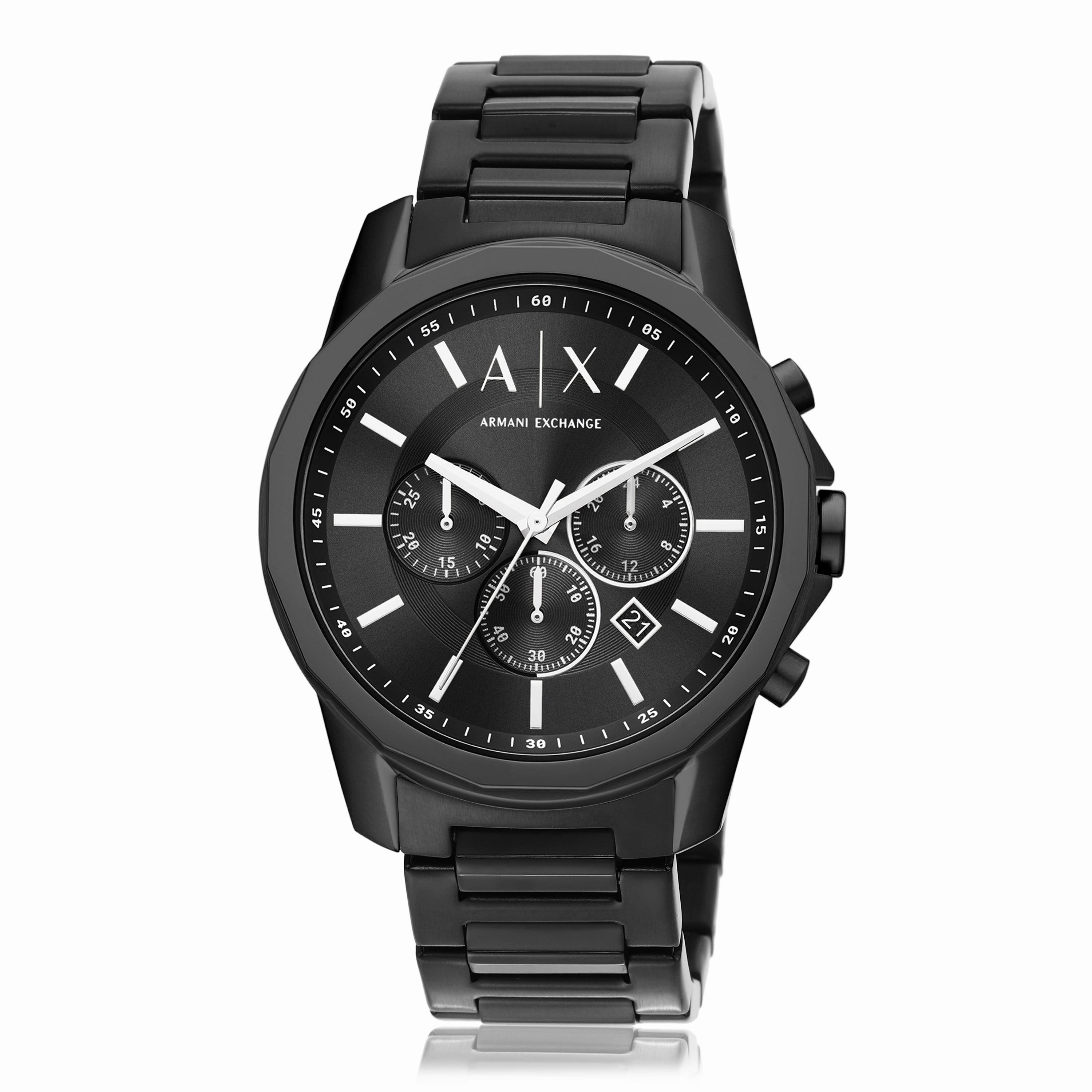 Armani Timeless Black Stainless Steel Chronograph Watch AX1722