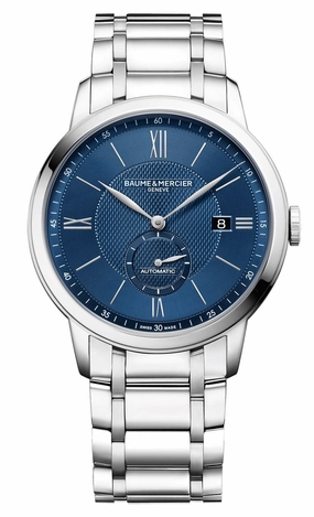 Baume & Mercier Classima Stainless Steel Automatic Blue Dial Date Mens Watch M0A10481