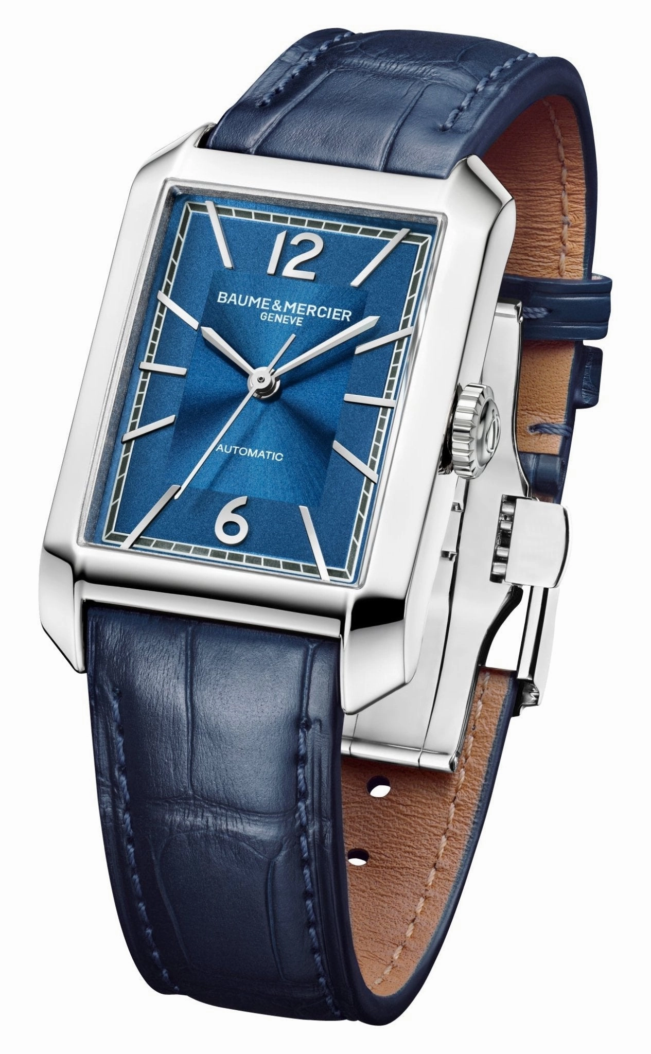 Baume & Mercier Hampton Automatic Stainless Steel Blue Dial Blue Leather Strap Mens Watch M0A10732