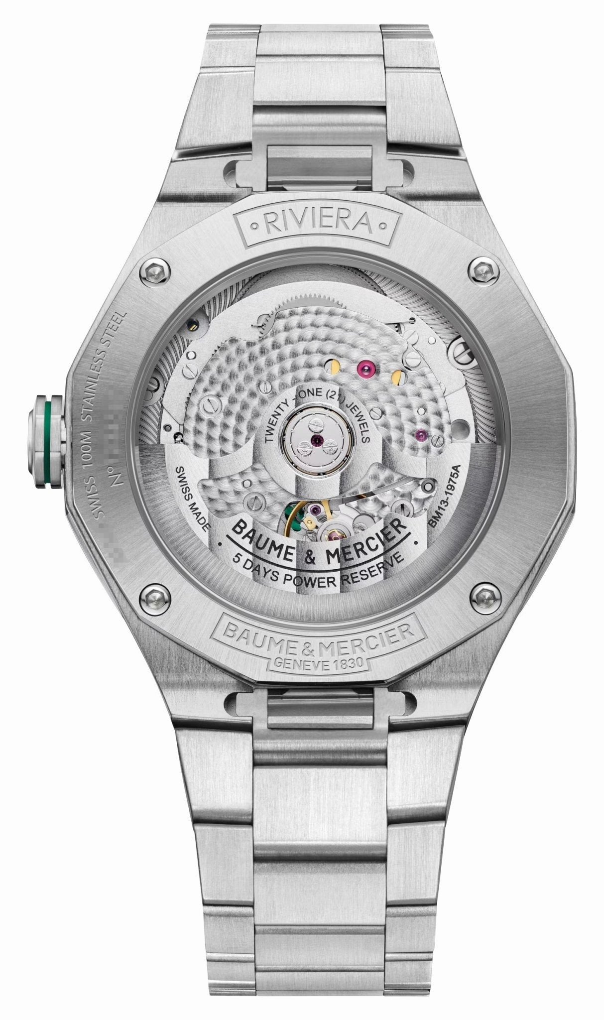 Baume & Mercier Riviera Automatic Stainless Steel Green Dial Date Mens Watch M0A10770