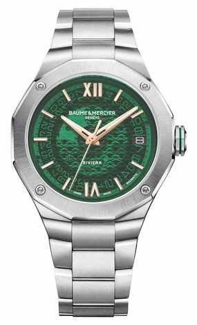 Baume & Mercier Riviera Automatic Stainless Steel Green Dial Date Mens Watch M0A10770