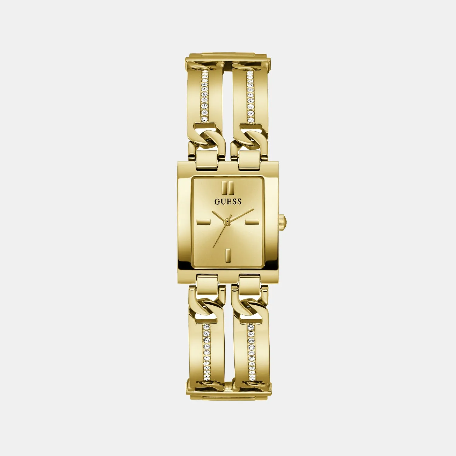 Bejeweled Women Quartz Champagne Dial Analog Recycled Steel Watch GW0668L2