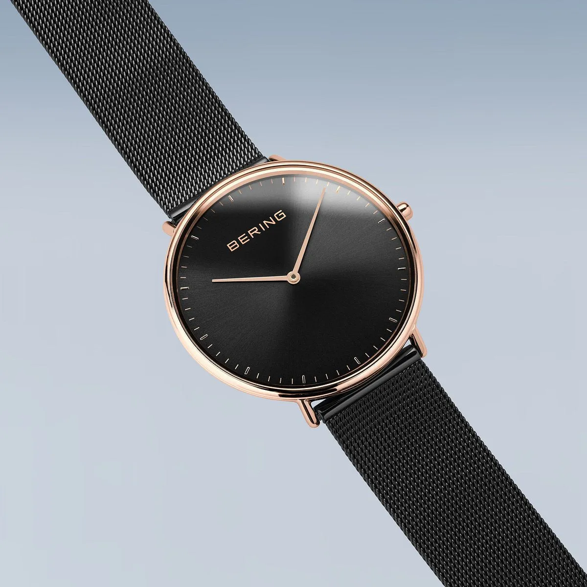 Bering Ultra Slim 39mm Black Milanese Strap Watch