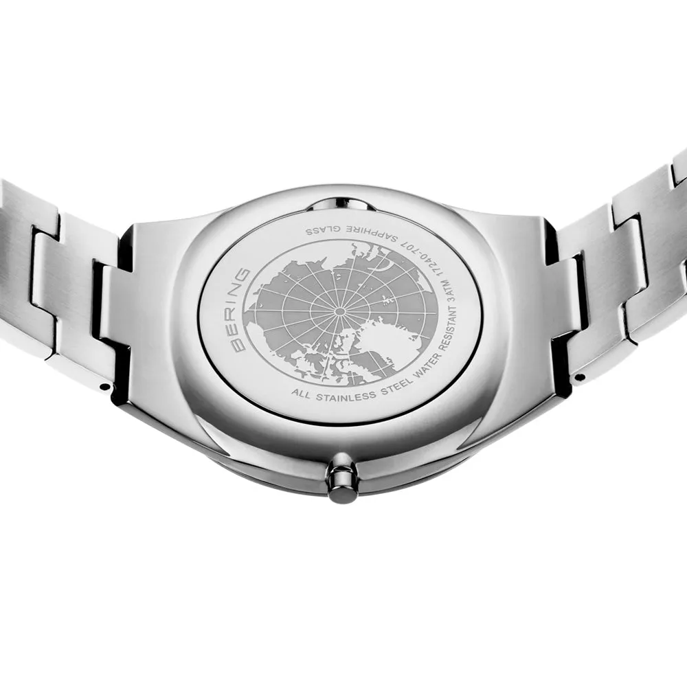 Bering Ultra Slim 40mm Blue Dial Polished Silver Strap Watch