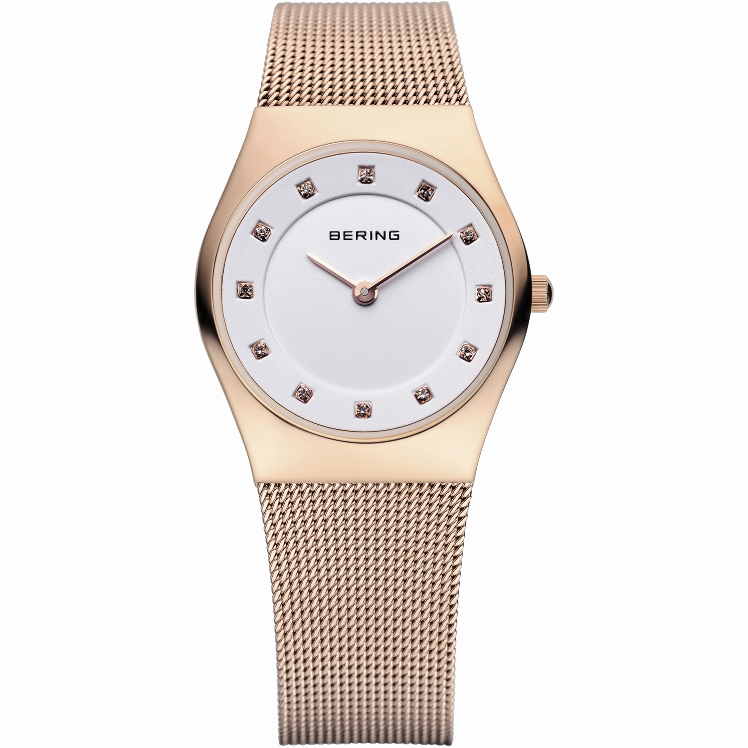 Bering - Ladies Rose Gold & Swarovski Elements Mesh Strap Watch