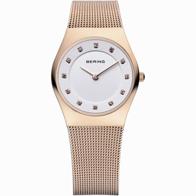 Bering - Ladies Rose Gold & Swarovski Elements Mesh Strap Watch