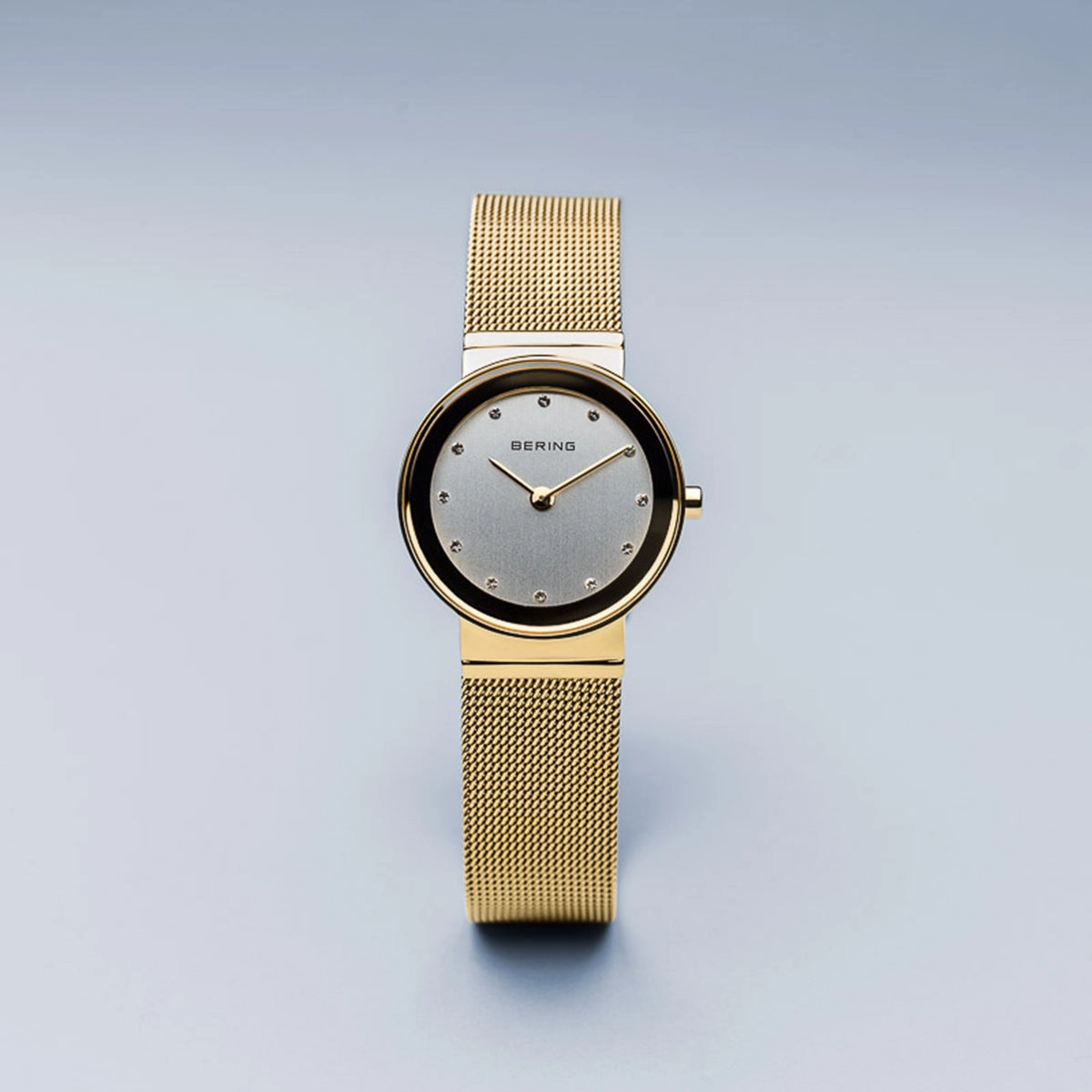 Bering Classic Polished Gold Mesh Swarovski Watch