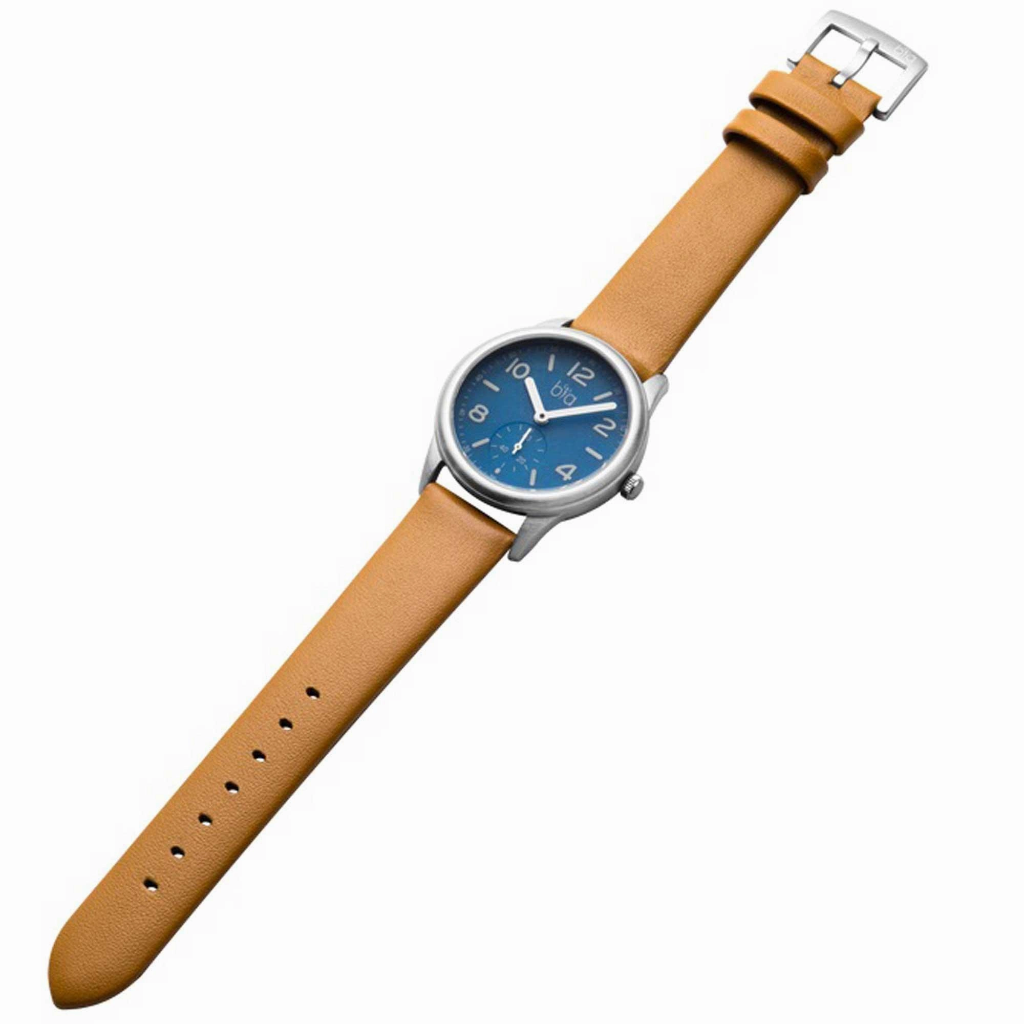 BIA Women's Quartz Watch - Suffragette Blue Dial Brown Genuine Leather Strap | B1004