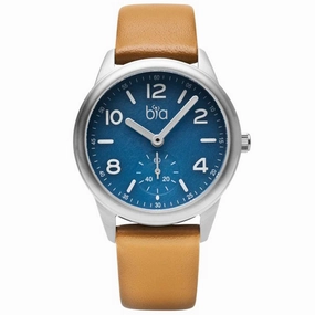 BIA Women's Quartz Watch - Suffragette Blue Dial Brown Genuine Leather Strap | B1004