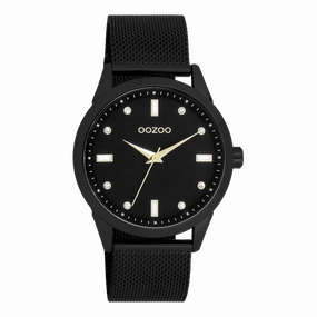 Black OOZOO watch with metal mesh bracelet - C11284