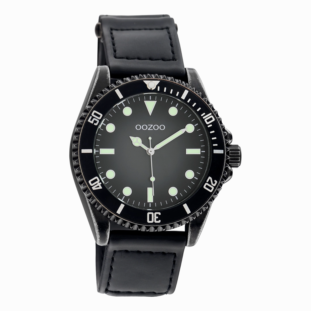 Black OOZOO watch with velcro strap - C11012