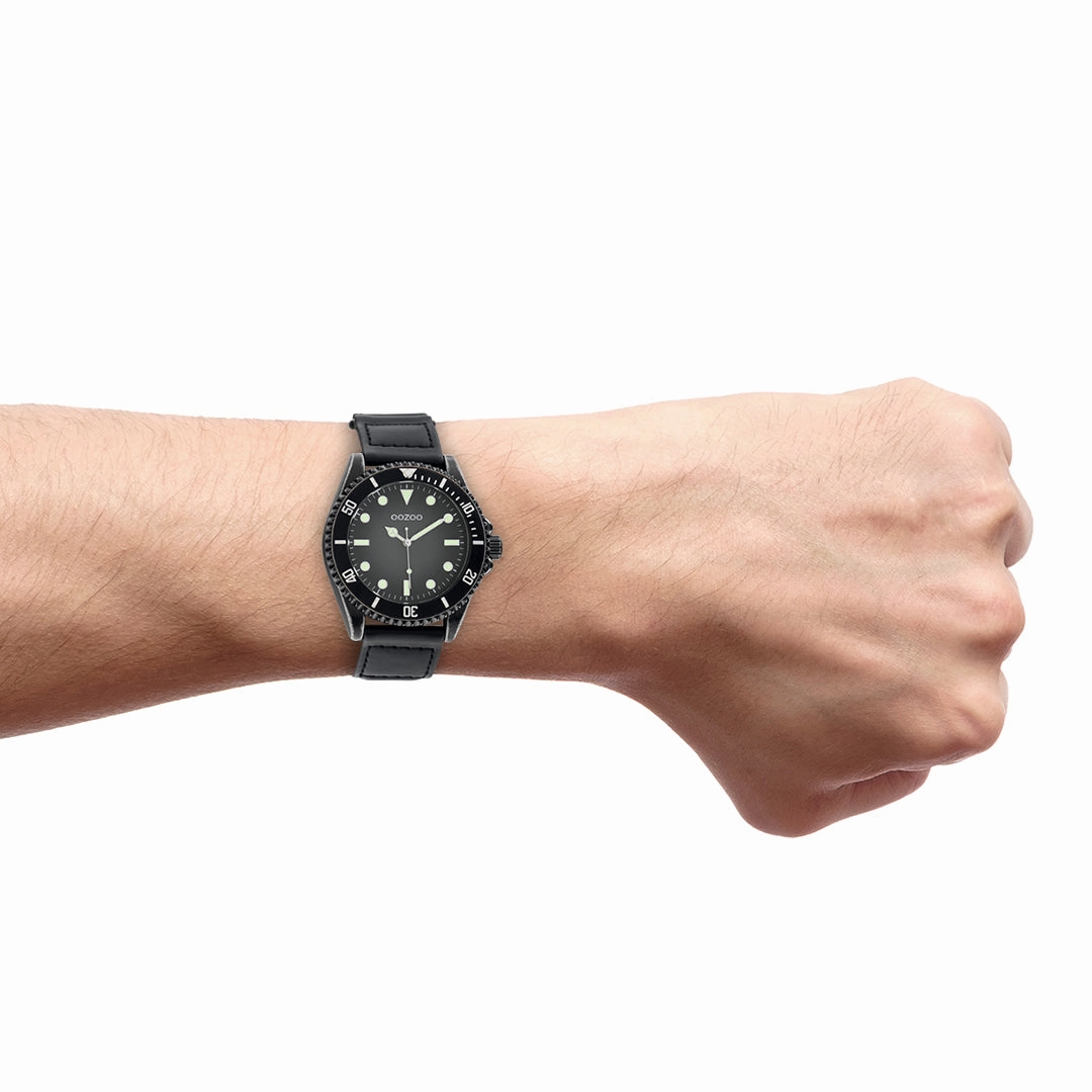 Black OOZOO watch with velcro strap - C11012
