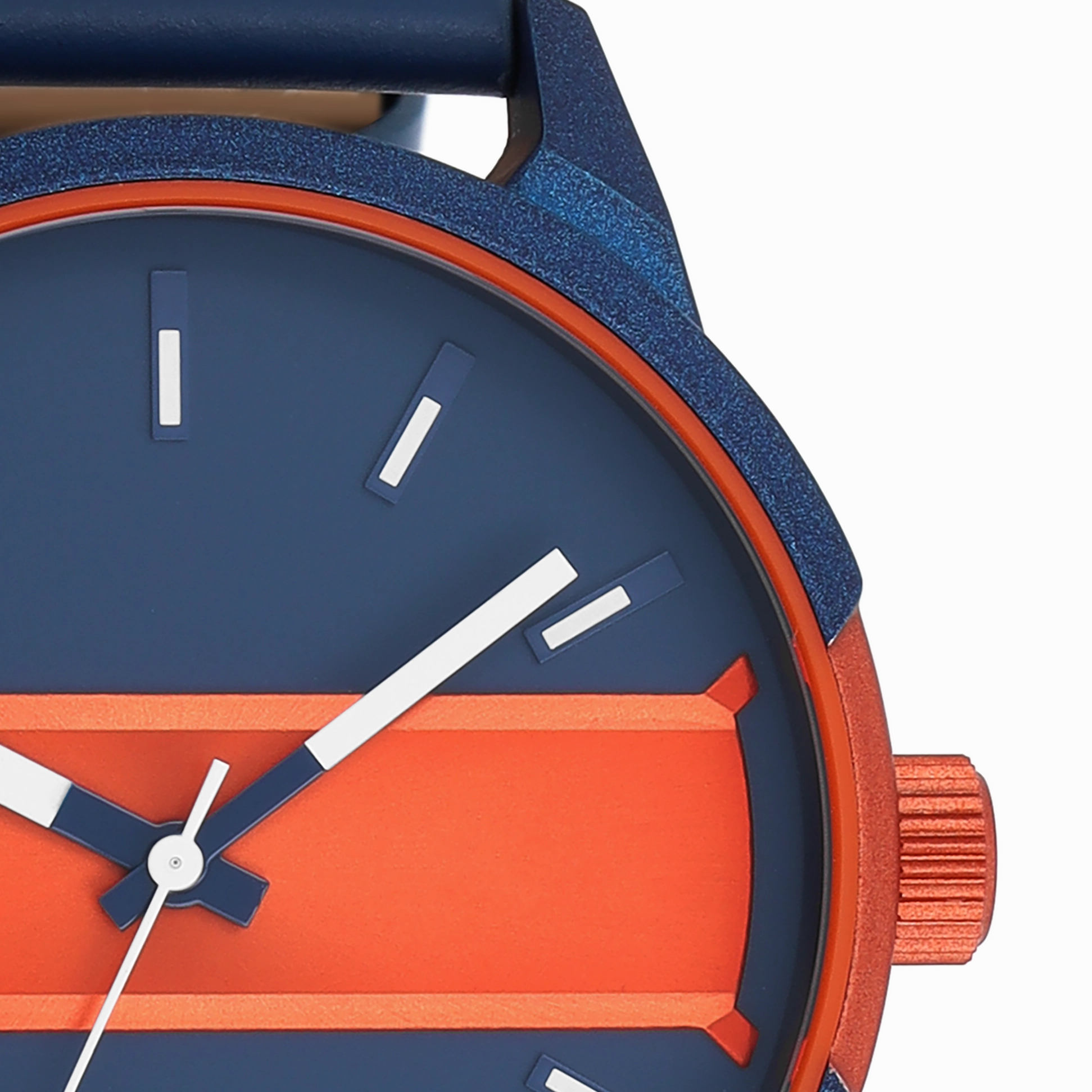 Blue/fluo orange OOZOO watch with blue leather strap - C11232