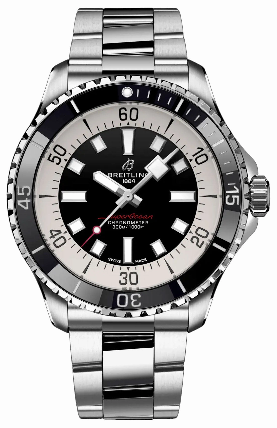 Breitling Superocean Automatic Chronometer Stainless Steel Black Dial Divers Mens Watch A17376211B1A1