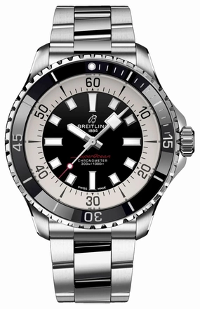 Breitling Superocean Automatic Chronometer Stainless Steel Black Dial Divers Mens Watch A17376211B1A1
