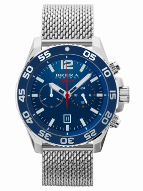 Brera Orologi BRSPMIC4404-SS-MIL Mistral Mens Silver & Blue Chronograph Watch