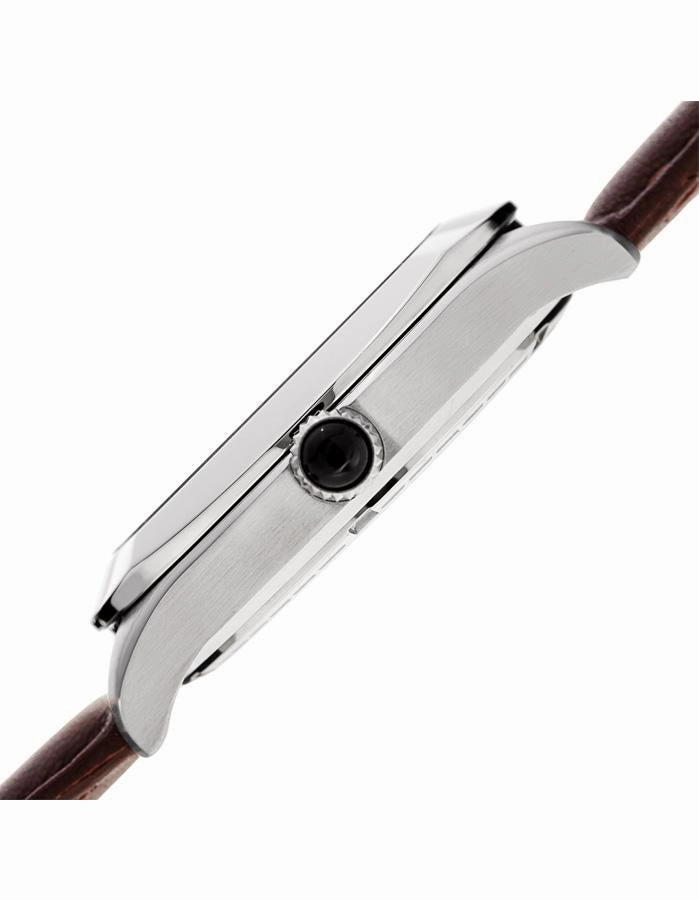 Bruno Magli Mens Amadeo Leather Dial Watch - Stainless Steel - Brown Leather