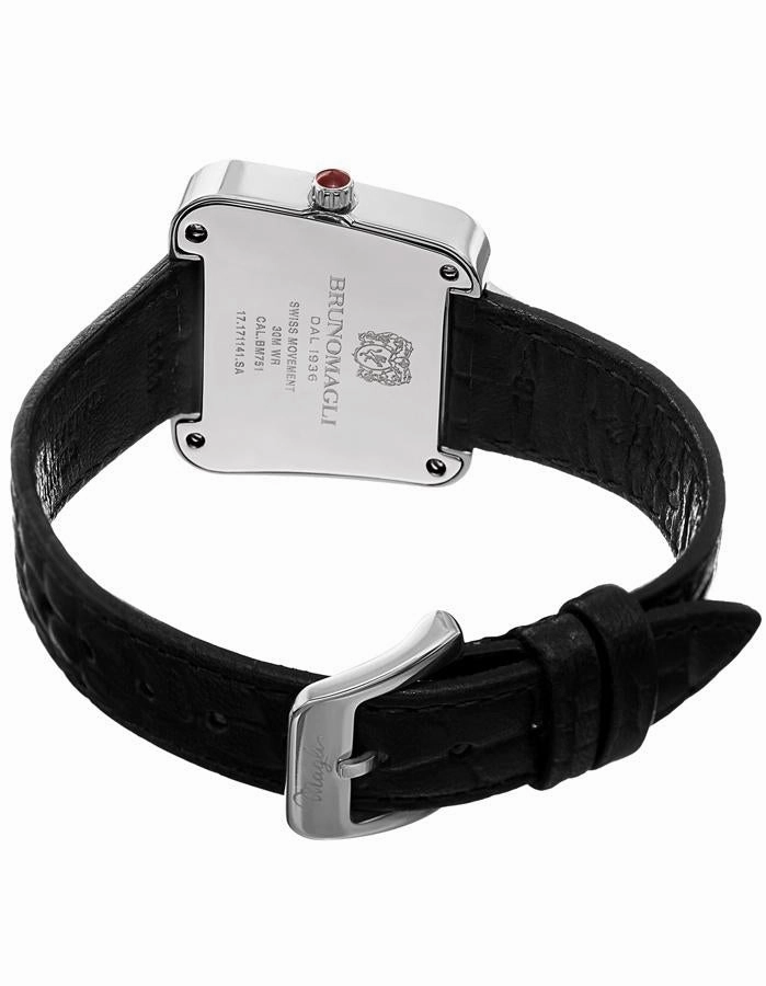 Bruno Magli Womens Emma Stainless Steel Signature - Embossed Leather - Black