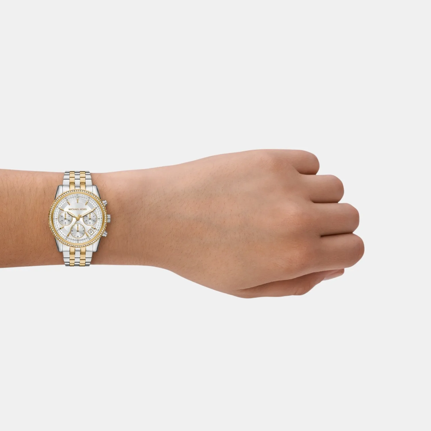 Bryant Women Quartz White Dial Chronograph Stainless Steel Watch MK7532