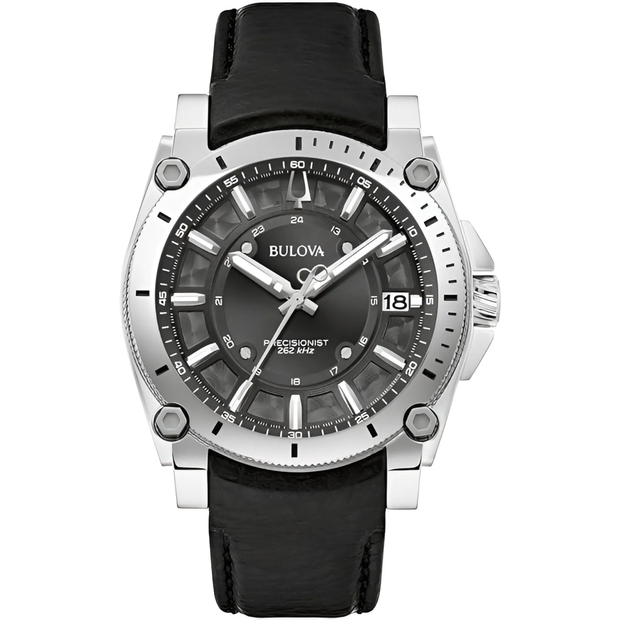 Bulova Men's Watch - Icon Quartz with 262 kHz Frequency Grey Dial Black Strap | 96B416