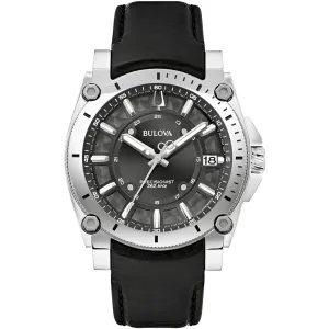Bulova Men's Watch - Icon Quartz with 262 kHz Frequency Grey Dial Black Strap | 96B416