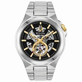 Bulova Men's Automatic Watch - Classic Skeleton Dial Stainless Steel Bracelet | 98A224
