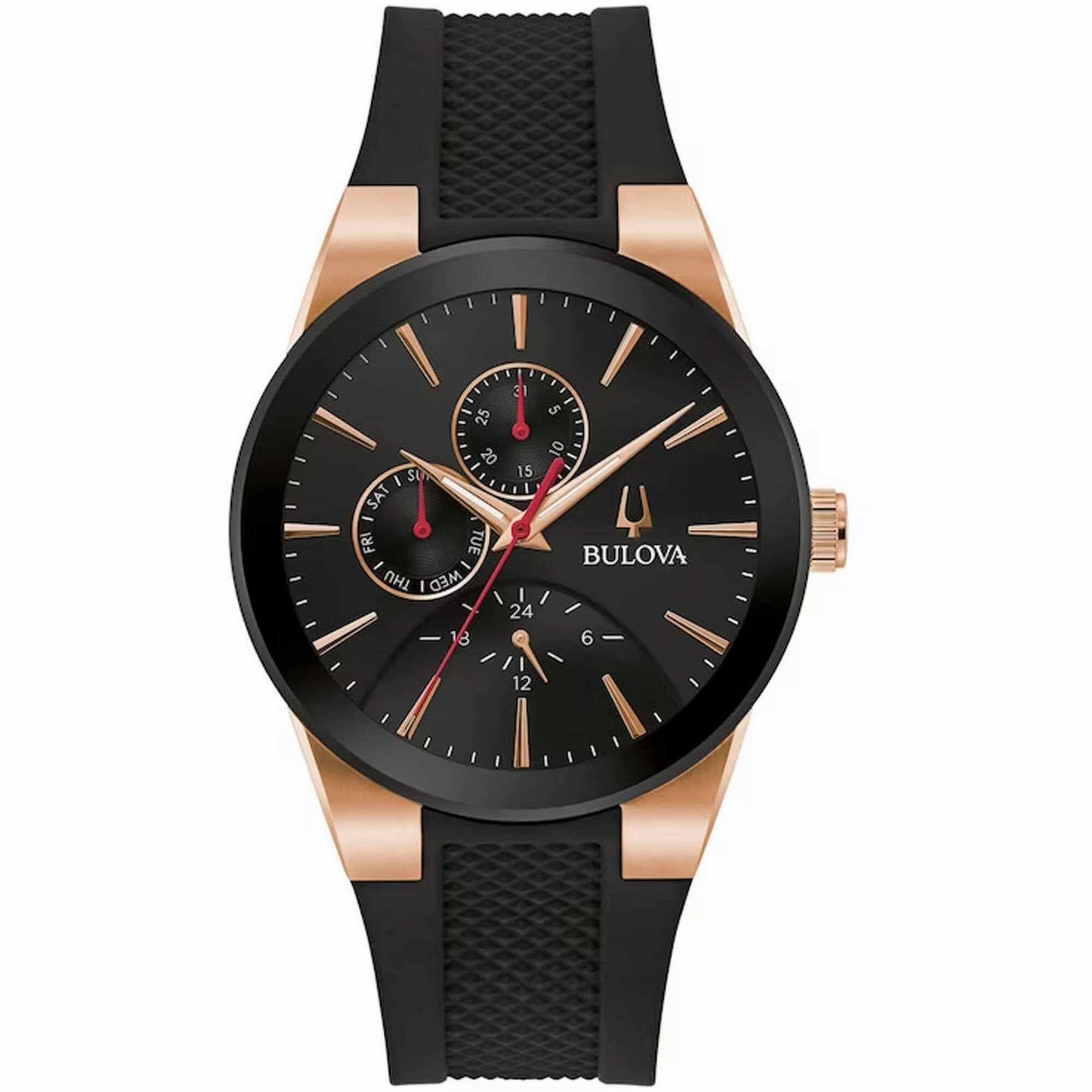 Bulova Men's Watch - Classic Quartz Chronograph Black Dial Rubber Strap | 97C112